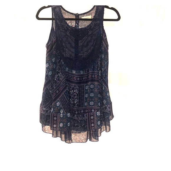 Navy patterned blouse - Picture 1 of 3